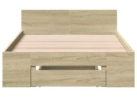 Cadru de pat cu sertar stejar sonoma 90x190 cm lemn prelucrat - 4/5