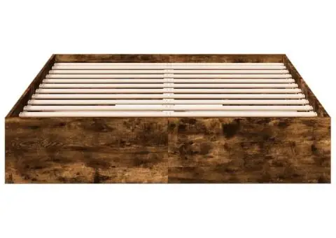 Cadru pat cu sertare stejar fumuriu 140x190 cm lemn prelucrat - 4/5