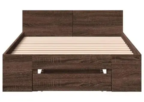Cadru de pat cu sertar, stejar maro, 90x200 cm lemn prelucrat - 4/5