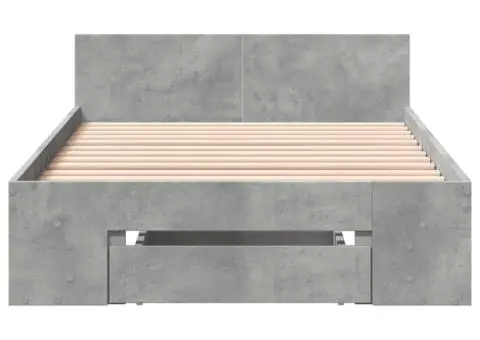 Cadru de pat cu sertar, gri beton, 100x200 cm, lemn prelucrat - 4/5