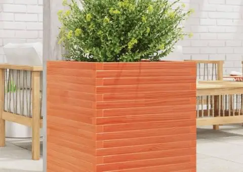 Jardinieră grădină, maro ceruit, 60x60x68,5 cm, lemn masiv pin - 1/5