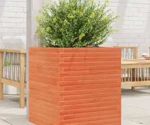 vidaXL Jardinieră grădină, maro ceruit, 60x60x68,5 cm, lemn masiv pin
