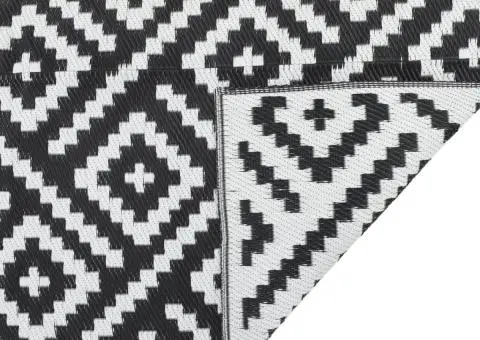 Covor de exterior, ARAKIL alb și negru, 80x250 cm, PP - 5/5