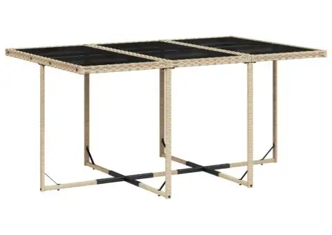 Set de masă pentru grădină, 7 piese, cu perne, bej, poliratan - 3/5