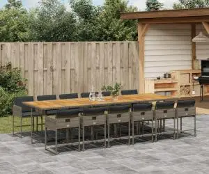 vidaXL Set mobilier de grădină cu perne, 13 piese, gri, poliratan