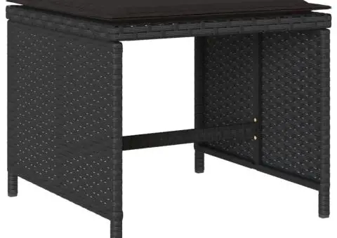 Set mobilier de grădină cu perne, 9 piese, negru, poliratan - 3/5