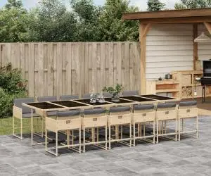 vidaXL Set mobilier grădină cu perne, 13 piese, bej combinat poliratan