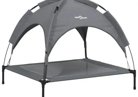 Pat de câini cu baldachin, antracit, țesătură Oxford și oțel - 2/5