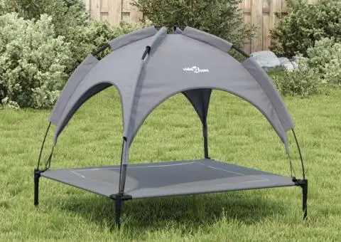 Pat de câini cu baldachin, antracit, țesătură Oxford și oțel - 3/5