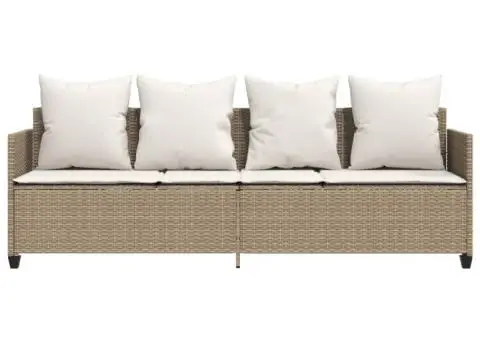 Șezlong cu perne din poliratan bej - 5/5