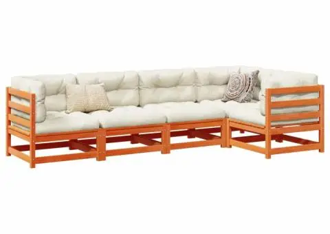 Set mobilier de grădină cu perne, 5 piese, lemn masiv de pin - 1/5