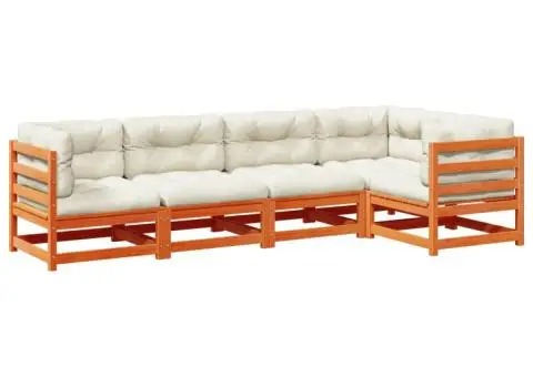 Set mobilier de grădină cu perne, 5 piese, lemn masiv de pin - 2/5