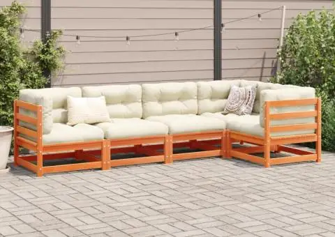 Set mobilier de grădină cu perne, 5 piese, lemn masiv de pin - 3/5