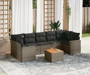 vidaXL Set canapele de grădină cu perne, 8 piese, gri, poliratan