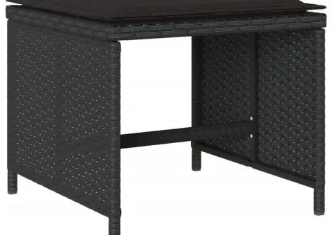 Set mobilier de grădină cu perne, 15 piese, negru, poliratan - 3/5
