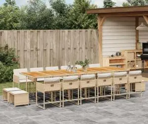 vidaXL Set mobilier de grădină cu perne, 17 piese, bej, poliratan