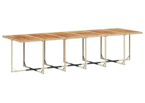 Set mobilier de grădină cu perne, 17 piese, bej, poliratan - 4/5