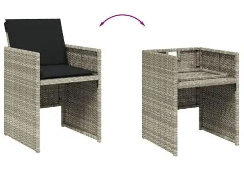 Set mobilier de grădină cu perne 15 piese gri deschis poliratan - 5/5