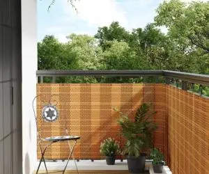 vidaXL Paravan Balcon Maro Deschis 300x100 cm Poly Rattan