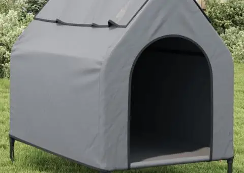 Casă pentru câini, gri deschis, țesătură Oxford și oțel - 1/5