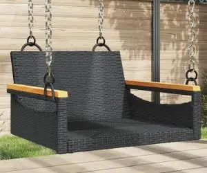 vidaXL Bancă de balansoar, negru, 63x62x40 cm, poliratan