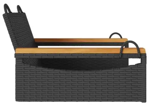 Bancă de balansoar, negru, 63x62x40 cm, poliratan - 5/5