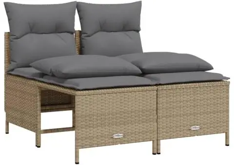 Set canapele de grădină, 4 piese, cu perne, bej, poliratan - 2/5