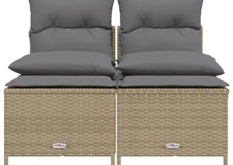 Set canapele de grădină, 4 piese, cu perne, bej, poliratan - 3/5