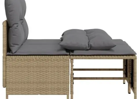 Set canapele de grădină, 4 piese, cu perne, bej, poliratan - 4/5