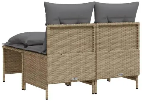 Set canapele de grădină, 4 piese, cu perne, bej, poliratan - 5/5