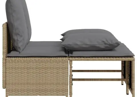 Set canapele de grădină, 4 piese, cu perne, bej, poliratan - 4/5