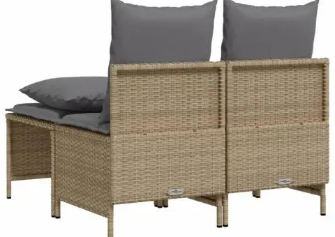 Set canapele de grădină, 4 piese, cu perne, bej, poliratan - 5/5