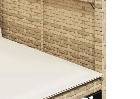 Set de masă pentru grădină, 9 piese, cu perne, bej, poliratan - 5/5