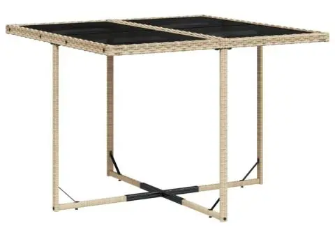 Set de masă pentru grădină, 9 piese, cu perne, bej, poliratan - 3/5