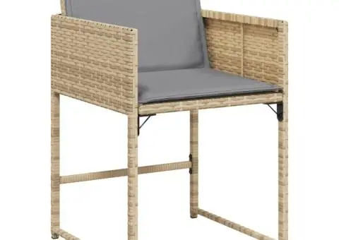 Set de masă pentru grădină, 9 piese, cu perne, bej, poliratan - 4/5