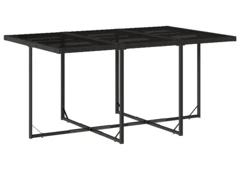 Set mobilier de exterior cu perne, 11 piese, negru, poliratan - 3/5