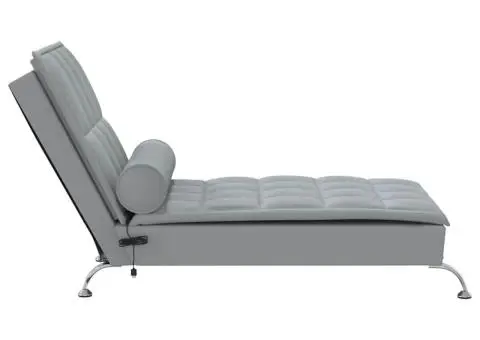 Șezlong de masaj cu sprijin, gri deschis, material textil - 5/5