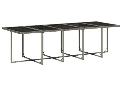 Set mobilier de grădină cu perne, 15 piese, gri, poliratan - 4/5