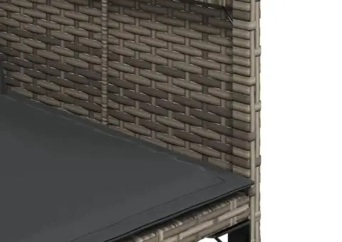 Set mobilier de grădină cu perne, 15 piese, gri, poliratan - 5/5