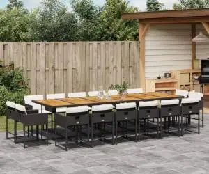 vidaXL Set mobilier de grădină cu perne, 17 piese, negru, poliratan