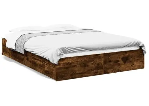 Cadru pat cu sertare stejar fumuriu 150x200 cm lemn prelucrat - 2/5