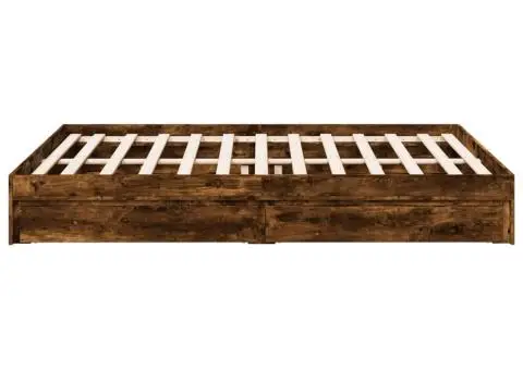 Cadru pat cu sertare stejar fumuriu 150x200 cm lemn prelucrat - 5/5