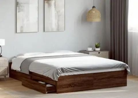 Cadru pat cu sertare stejar maro 120x190 cm lemn prelucrat - 1/5