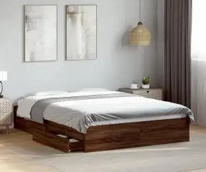 vidaXL Cadru pat cu sertare stejar maro 120x190 cm lemn prelucrat