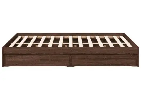 Cadru pat cu sertare stejar maro 120x190 cm lemn prelucrat - 5/5