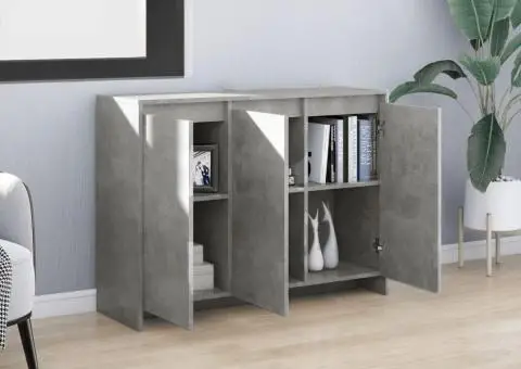 Servantă, gri beton, 102x33x75 cm, lemn prelucrat - 3/5