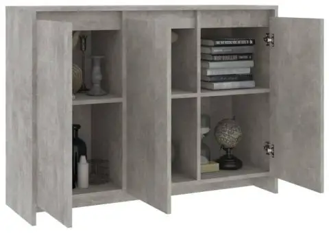 Servantă, gri beton, 102x33x75 cm, lemn prelucrat - 4/5
