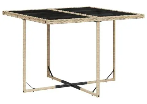 Set mobilier de grădină cu perne, 11 piese, bej, poliratan - 4/5