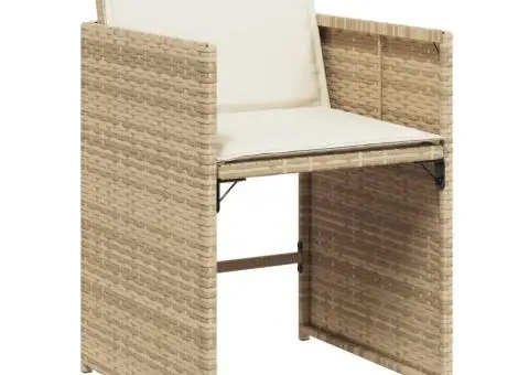 Set mobilier de grădină cu perne, 11 piese, bej, poliratan - 5/5