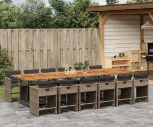 vidaXL Set mobilier de grădină cu perne, 13 piese, gri, poliratan